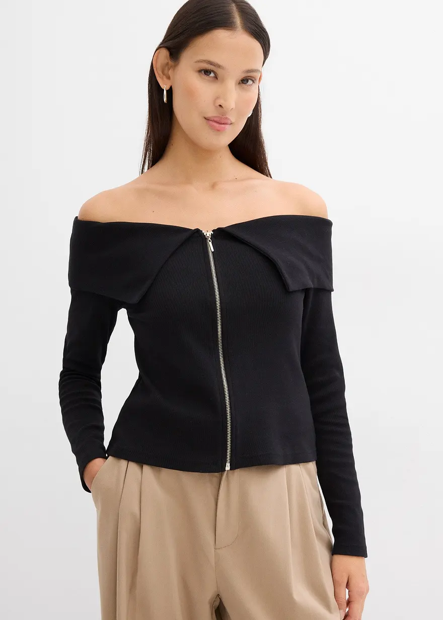 Geripptes Carmenshirt