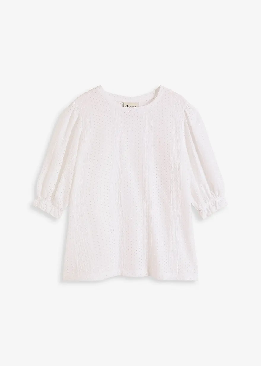 Lochstickerei Shirt mit Volants