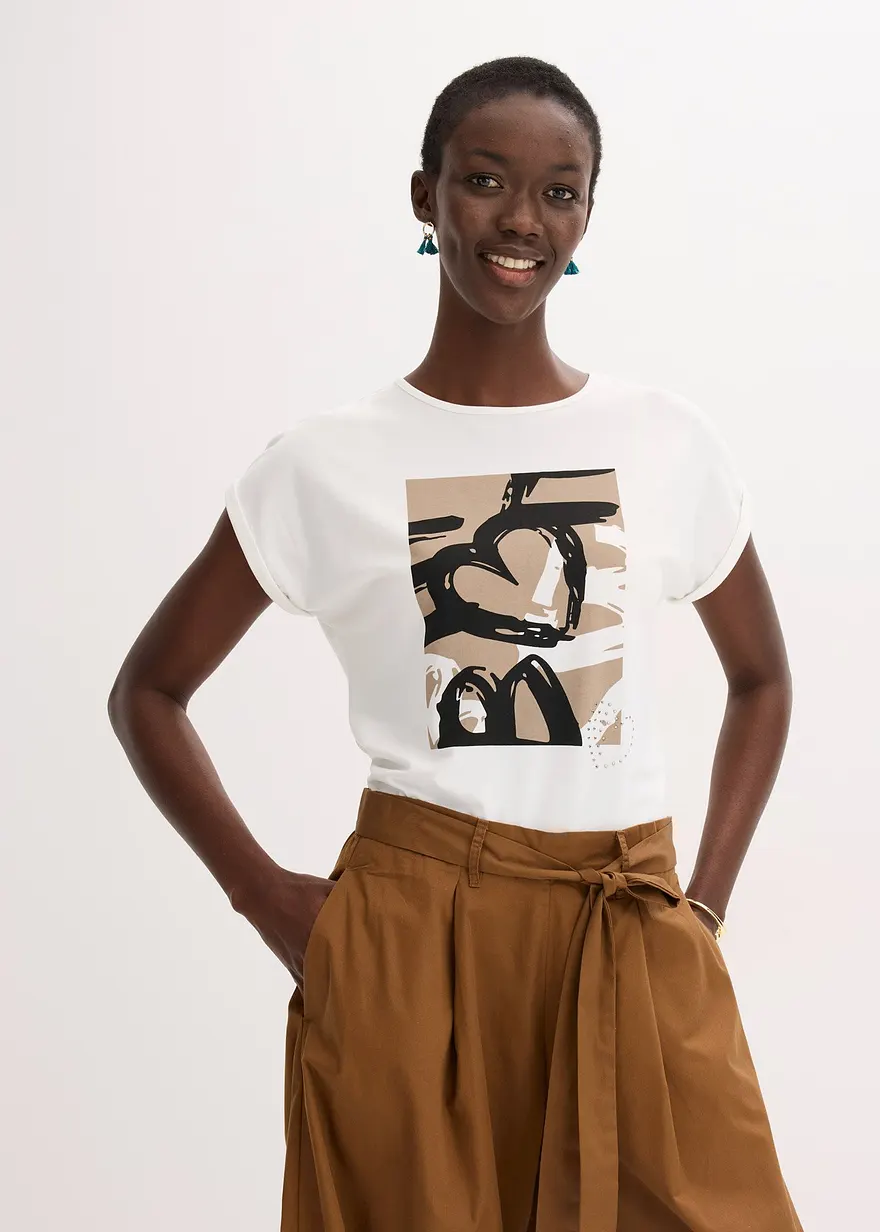 Shirt mit Viskose und Glitzersteinen