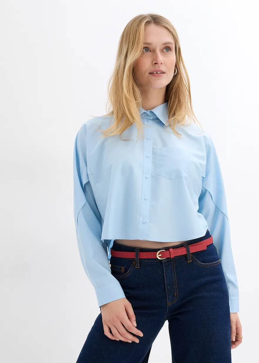 Cropped Bluse aus reiner Baumwolle