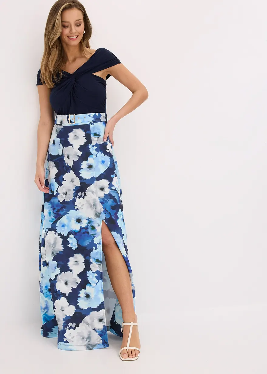 Carmen-Kleid mit Drapierung und Gürtel