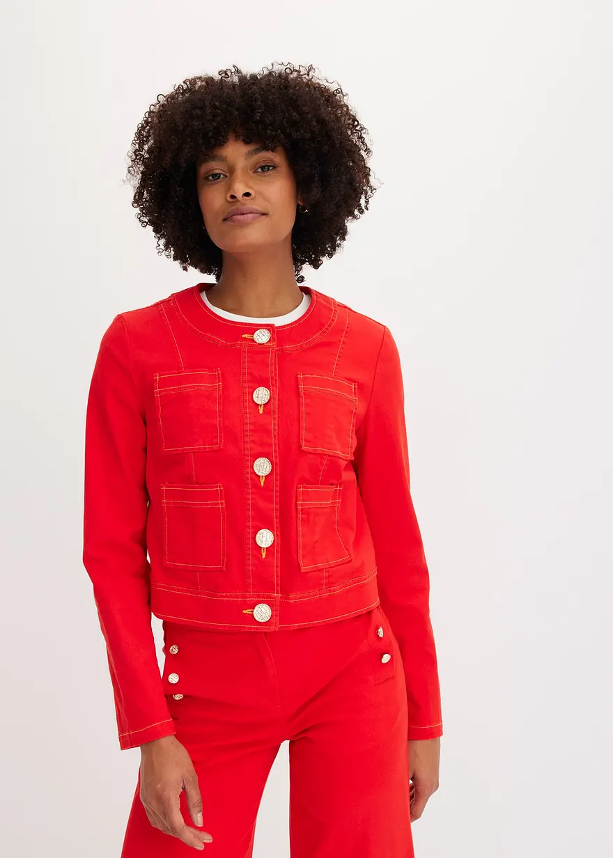 Twilljacke mit dekorativen Knöpfen
