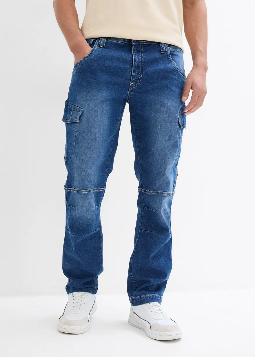 Relaxed Fit Cargo-Stretch-Jeans, Straight