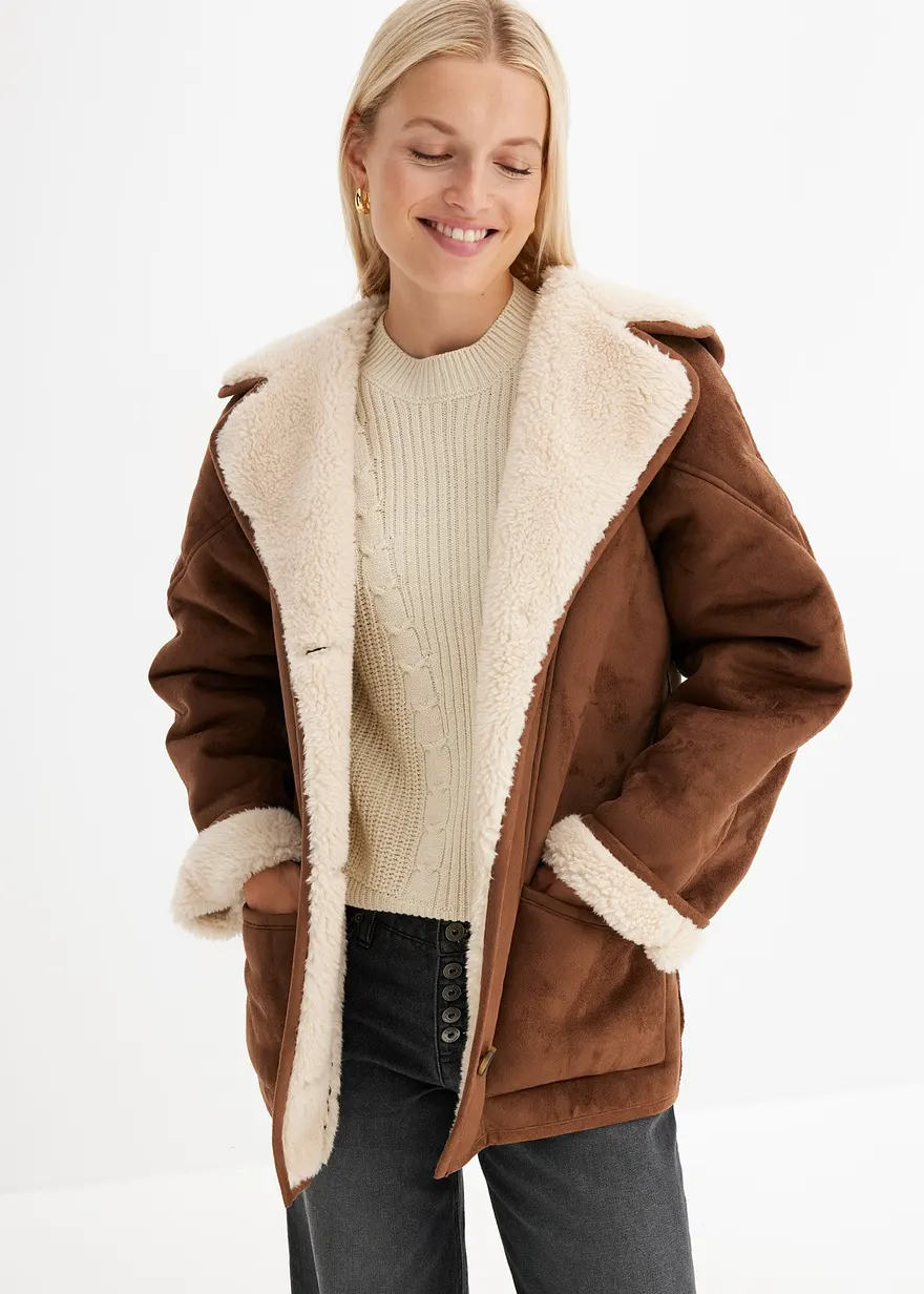 Shearling Jacke mit Kapuze