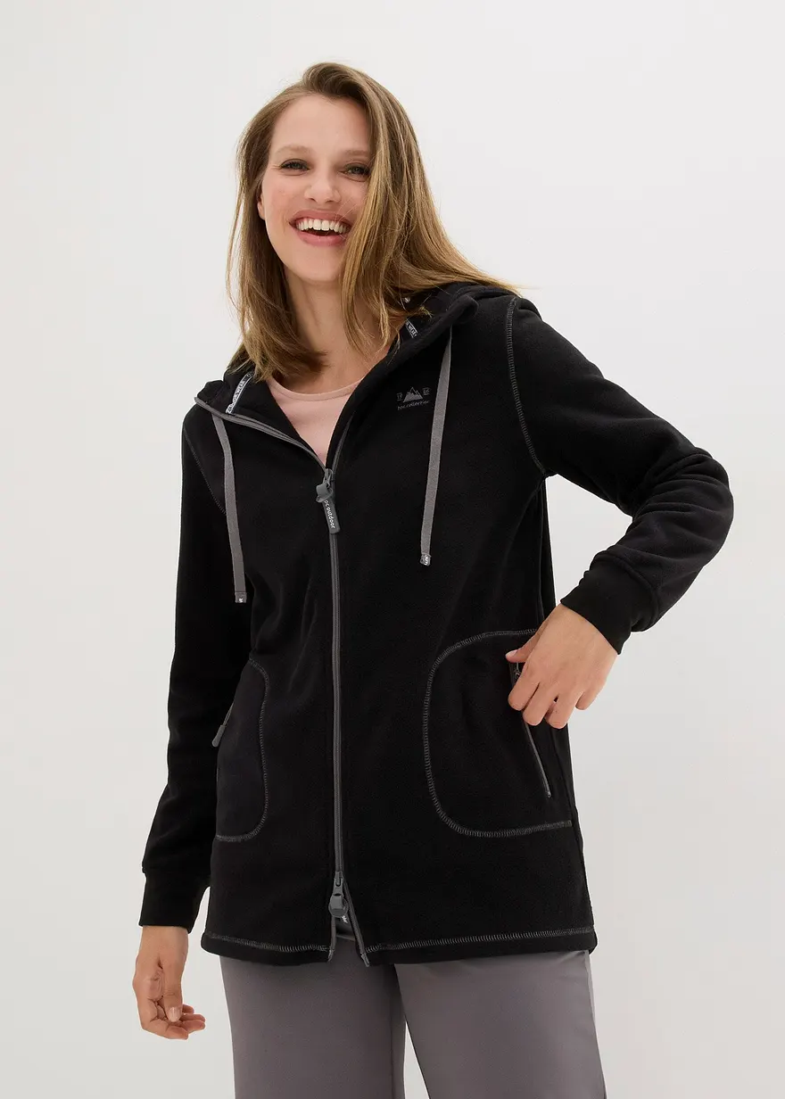 Long-Fleecejacke mit Reißverschluss-Taschen