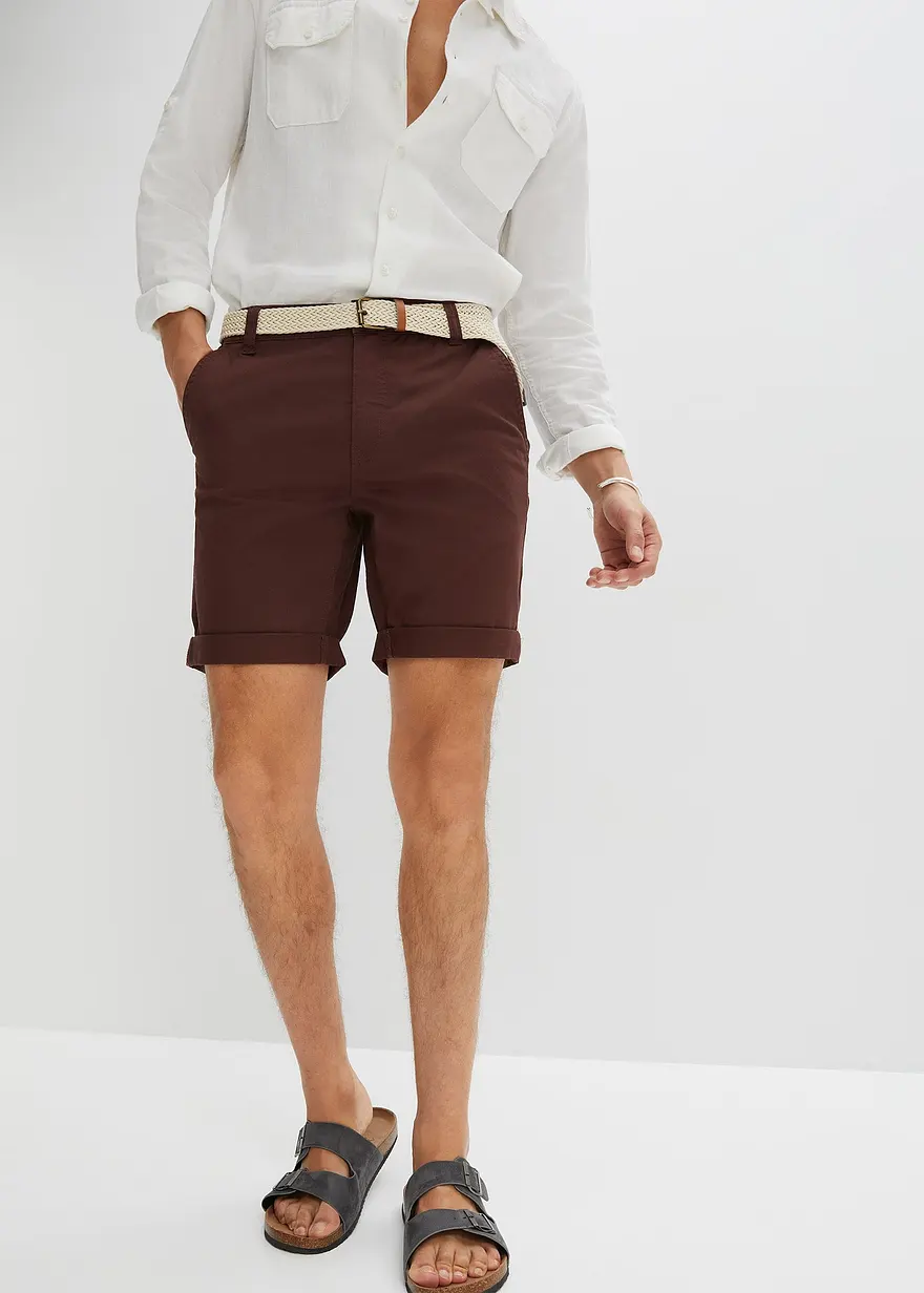 Stretch-Chino-Bermuda mit Gürtel, Regular Fit