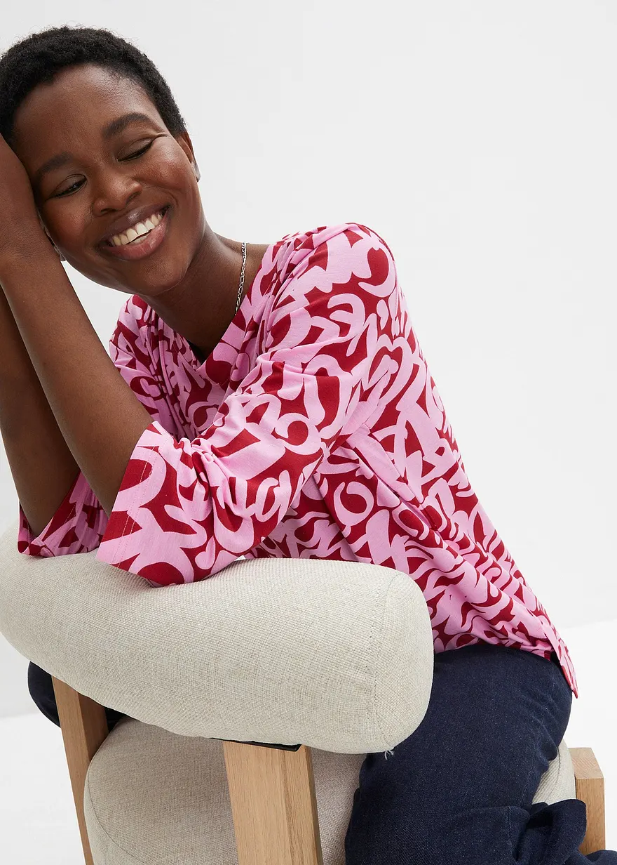 Shirt mit Rundhals-Ausschnitt, ¾-Arm