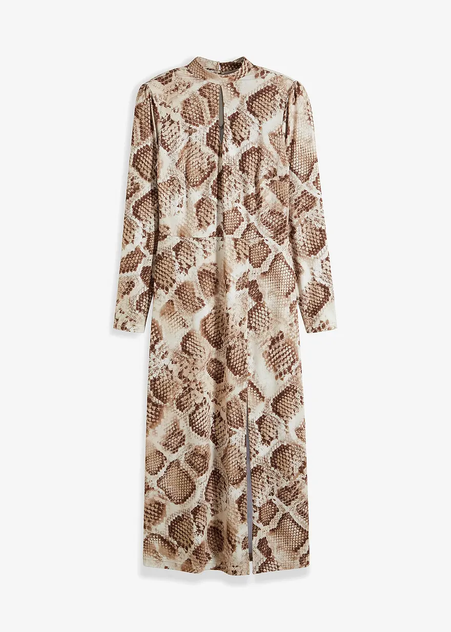 Jerseykleid mit Stehkragen und Keyhole-Ausschnitt
