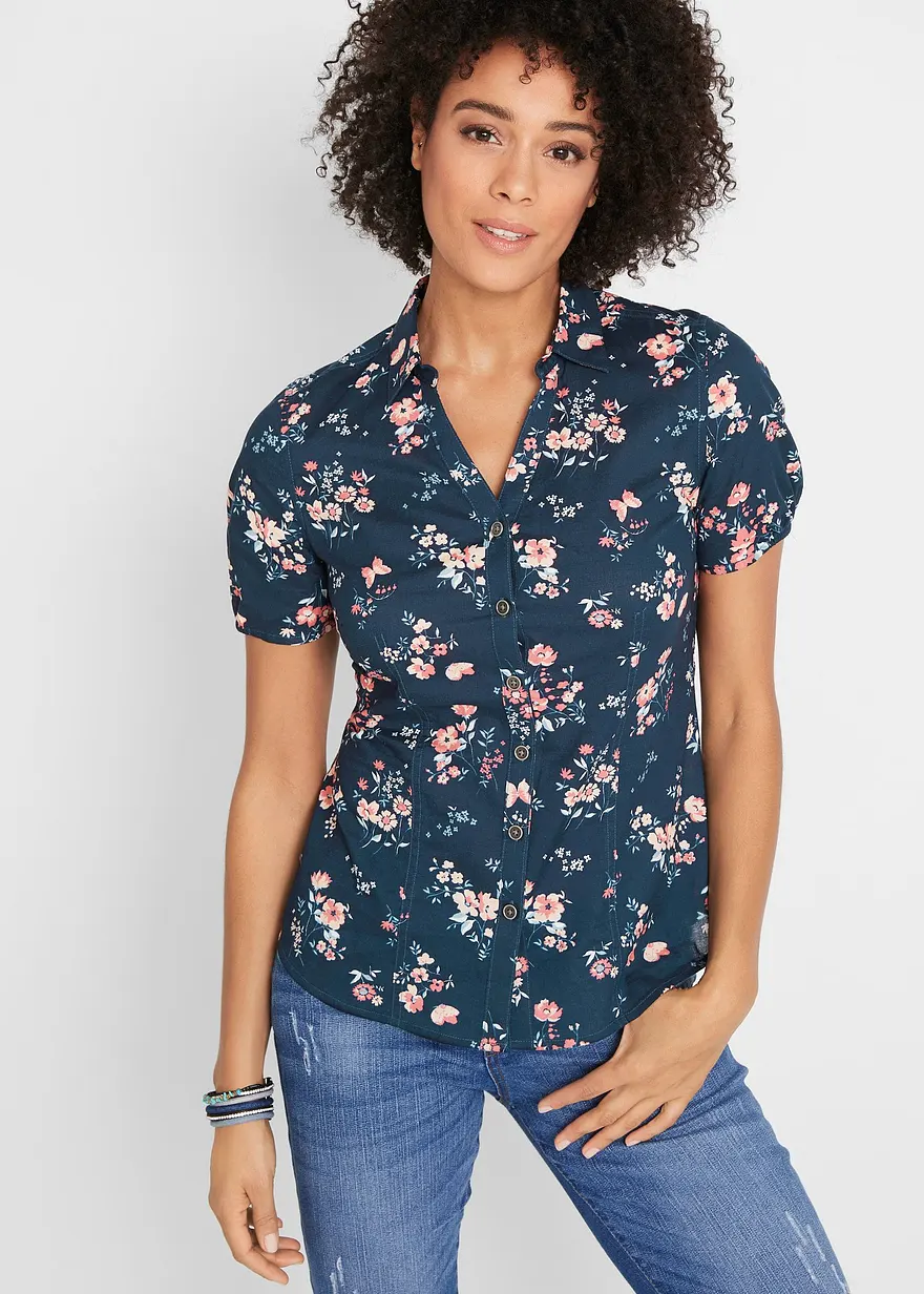 Bluse, bedruckt, Kurzarm