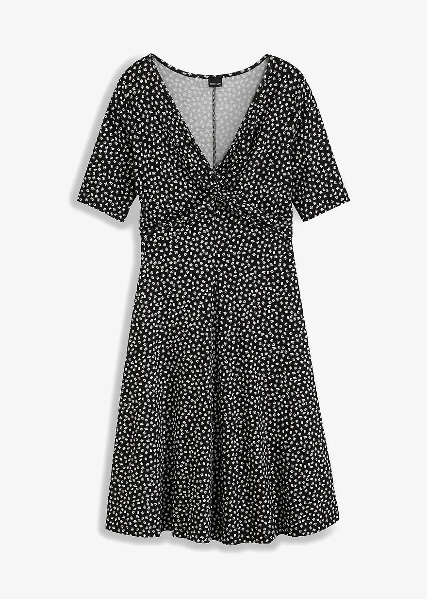Bedrucktes Jersey-Kleid mit Drapierung