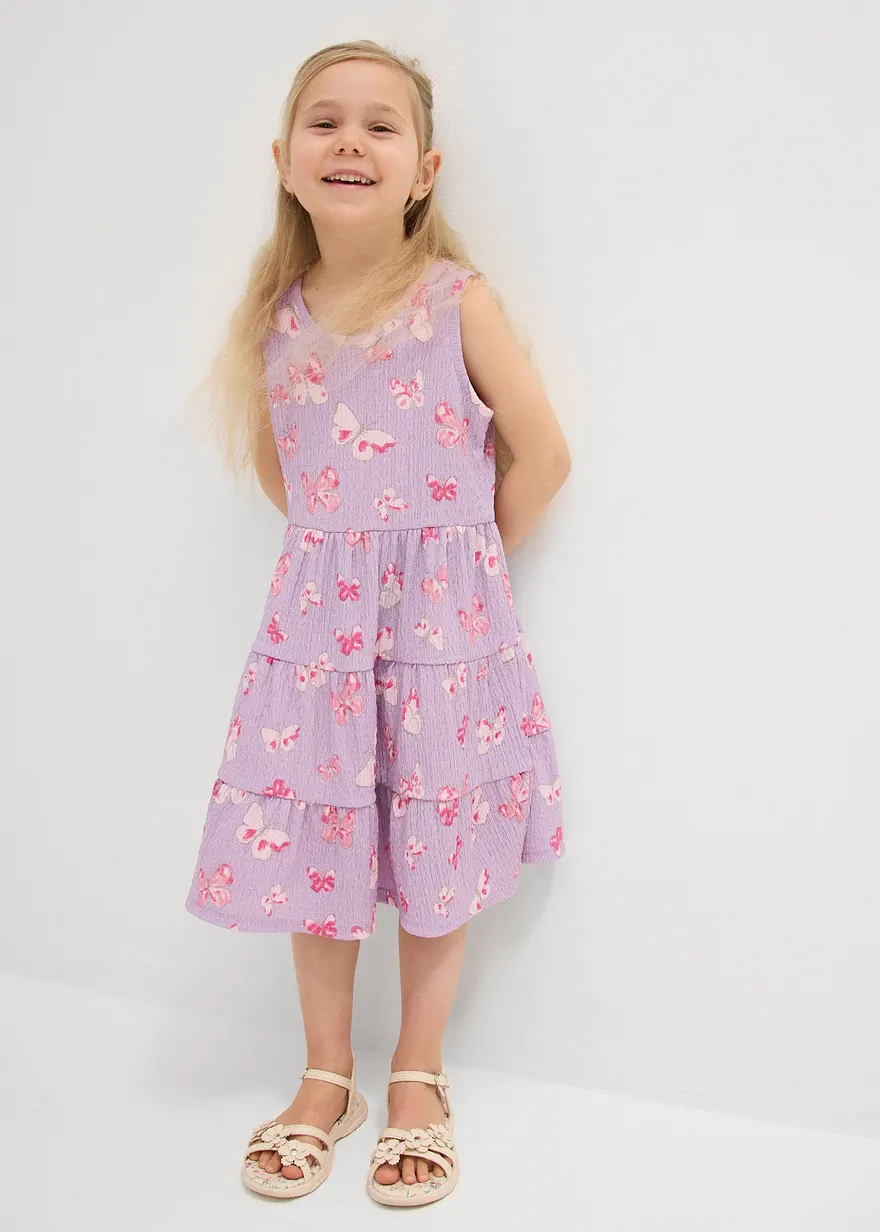 Jerseykleid aus strukturiertem Crinkle