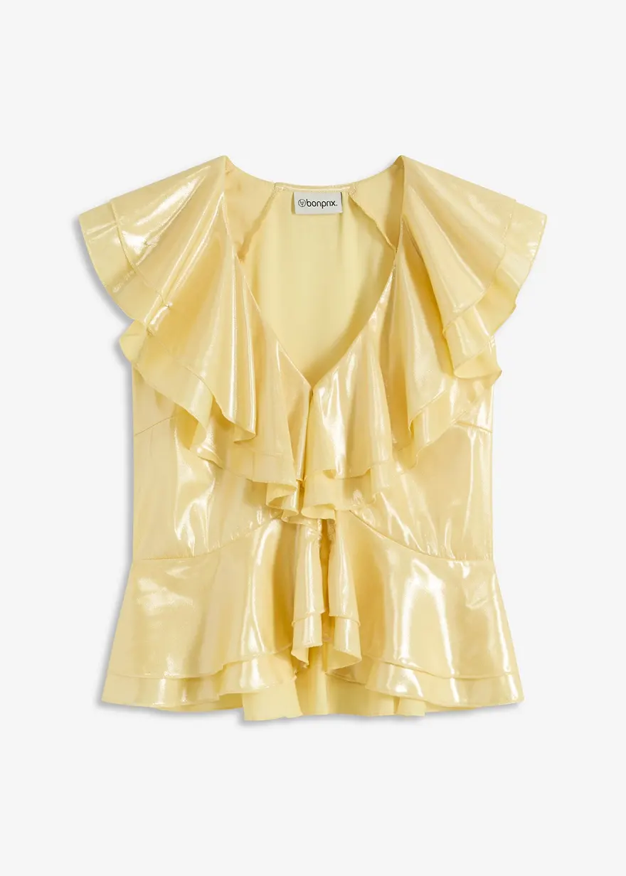 Glänzende Bluse mit Volants