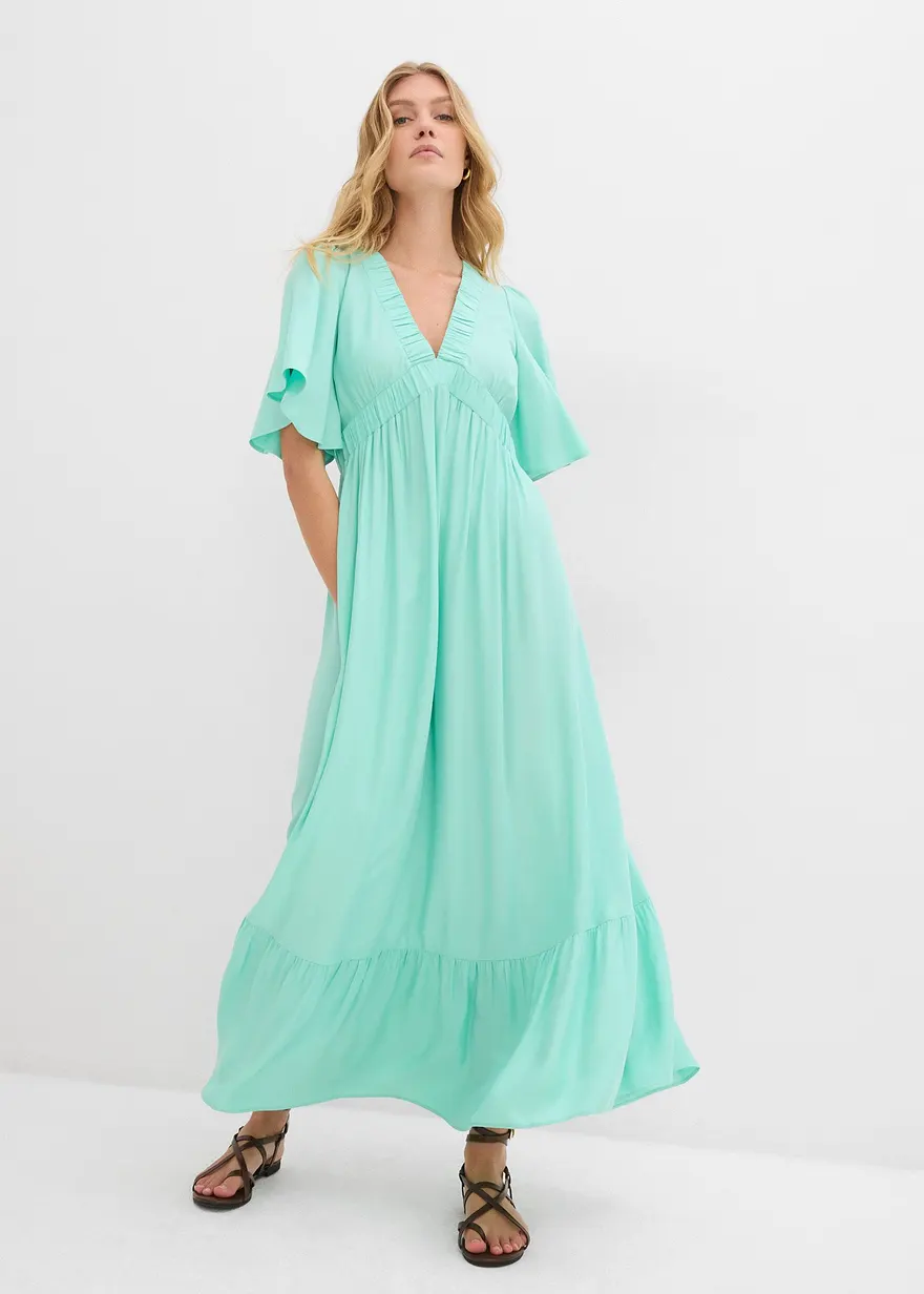 Maxi-Stufenkleid aus fließender Viskose