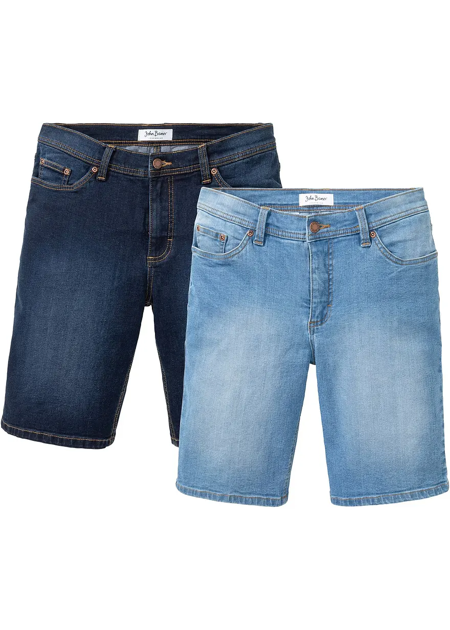 Stretch-Jeans-Bermuda, Regular Fit (2er Pack)