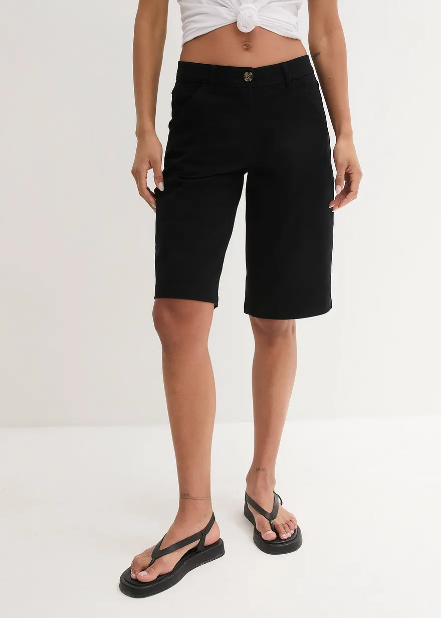 Knielange Baumwoll-Bermuda mit Utility-Details
