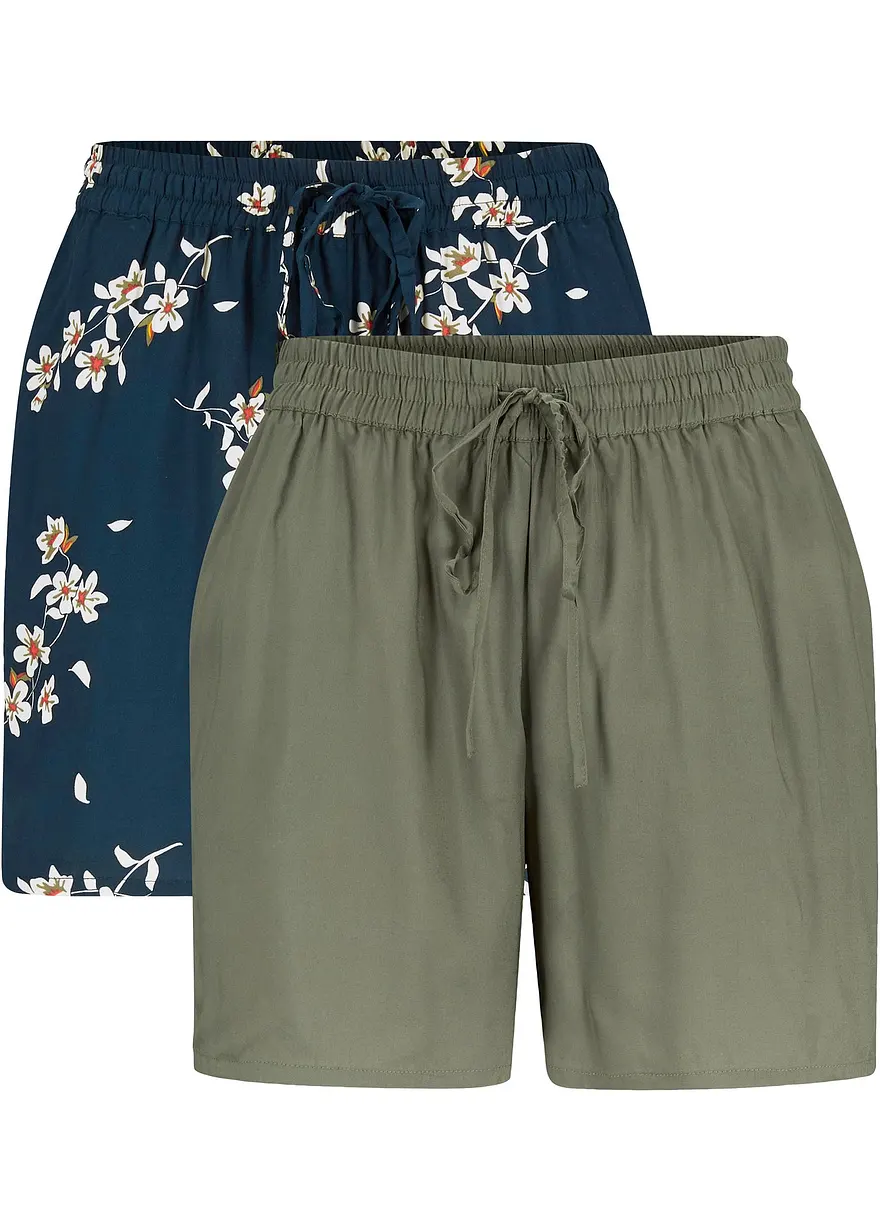 Viskose-Shorts mit Bindegürtel (2er Pack)