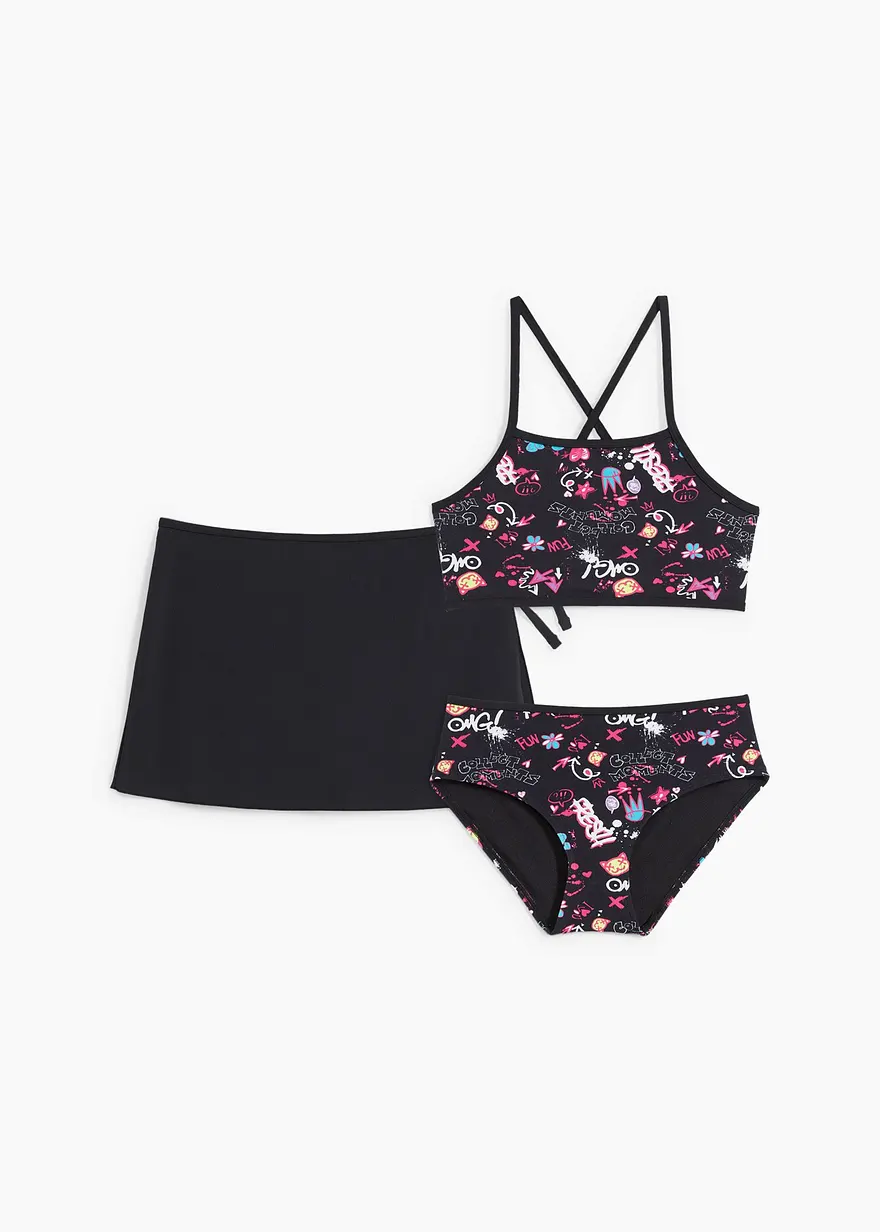 Mädchen Bikini mit Rock (3-tlg.Set)