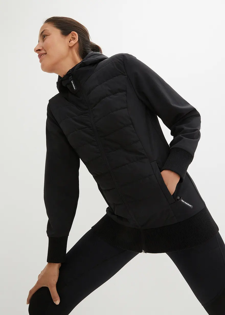 wasserabweisende, hybrid Steppjacke mit Materialmix