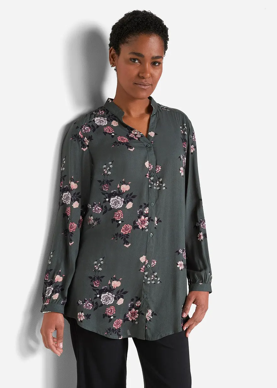 Longbluse aus fließender Viskose