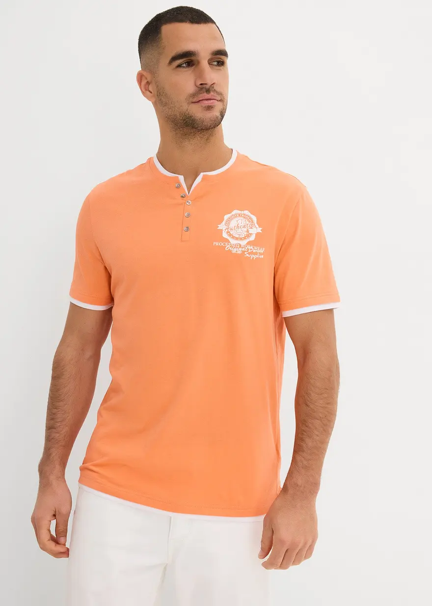 Henleyshirt, Kurzarm (2er Pack) aus reiner Bio-Baumwolle