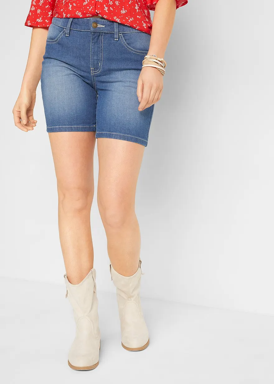 Jeansshorts Slim Fit Mid Waist, 2er Pack