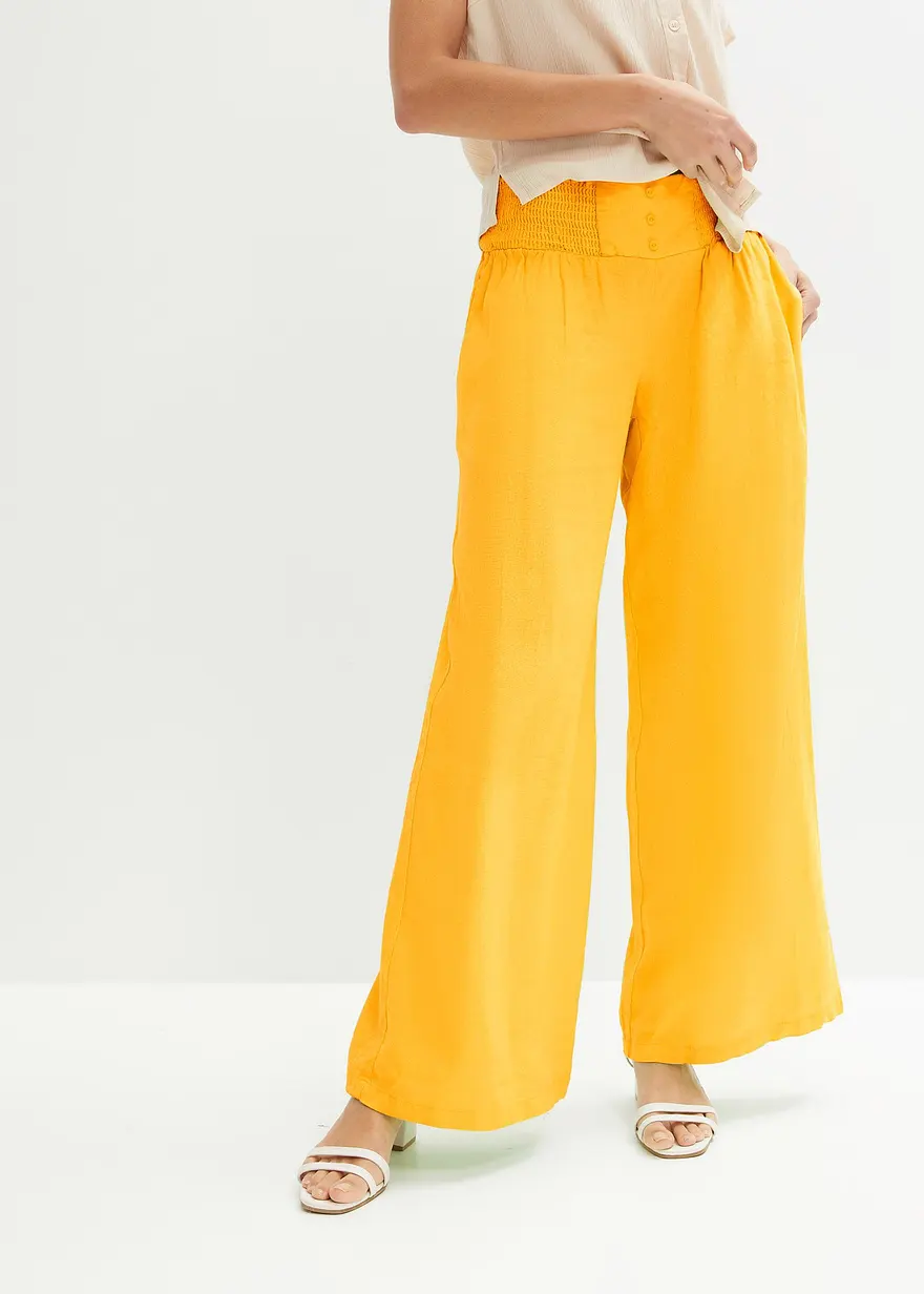 Marlenehose aus luftigem Leinen-Mix
