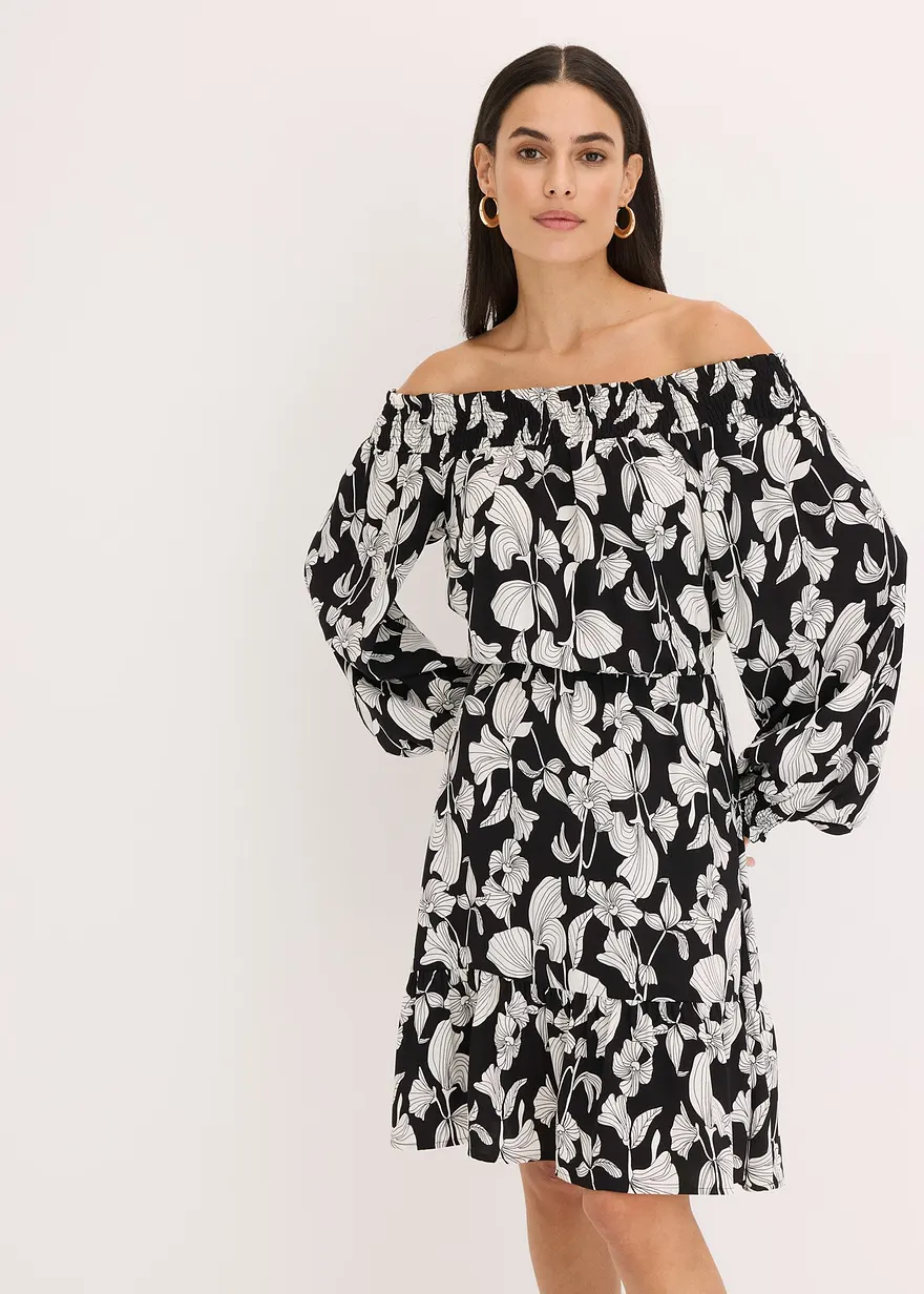 bedrucktes Carmen-Kleid