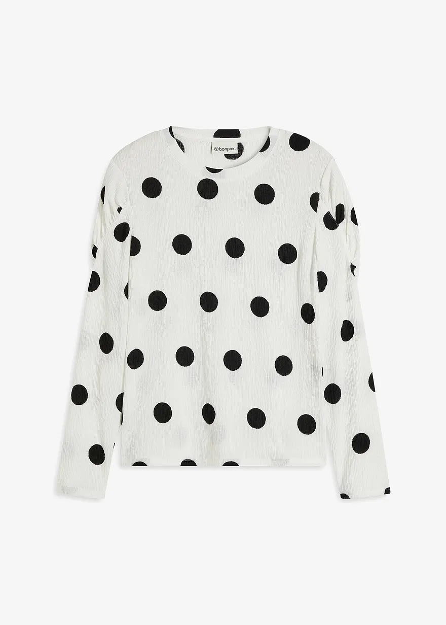 Langarmshirt aus strukturiertem Crêpe