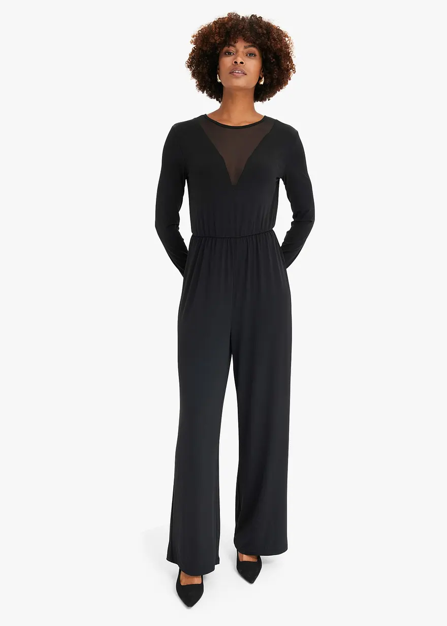 Jersey-Jumpsuit mit tiefem Ausschnitt