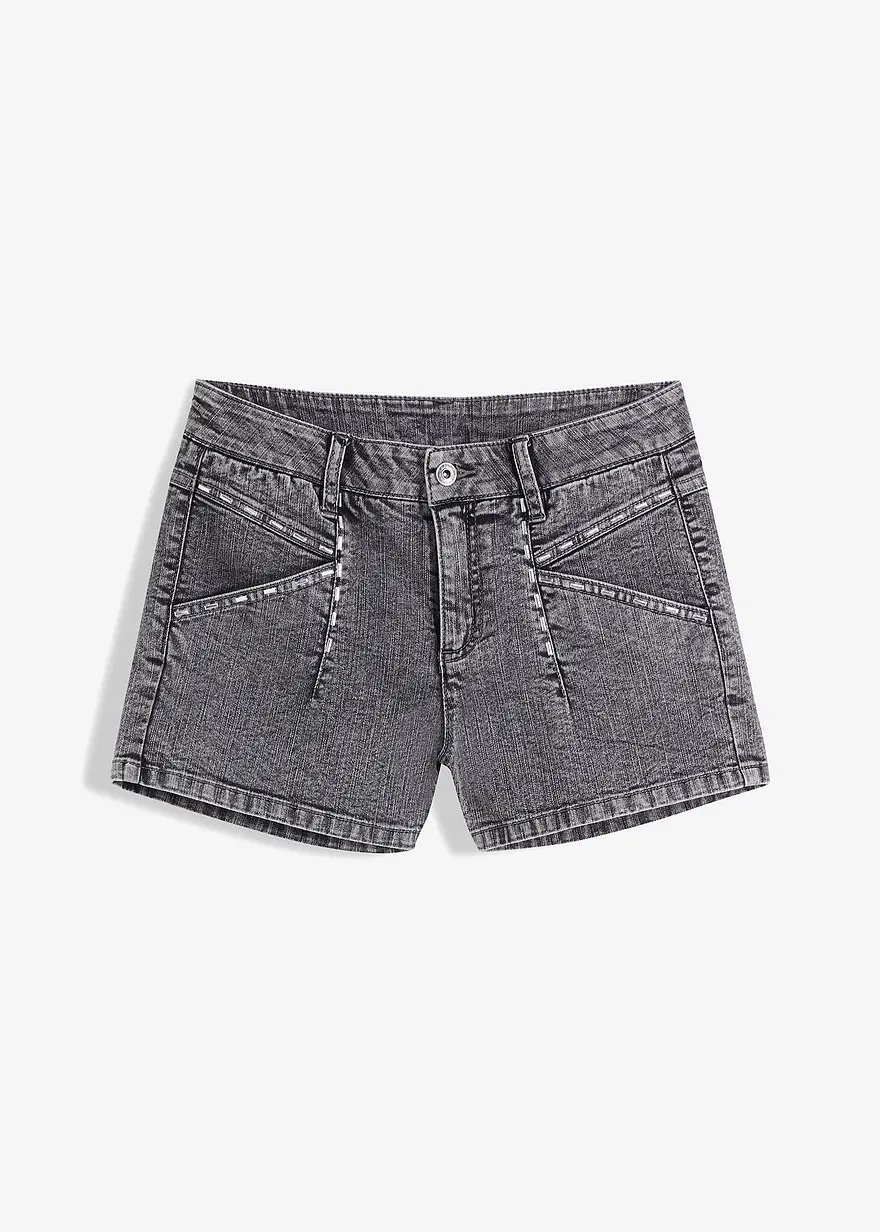 Jeans-Shorts mit Nietenbesatz