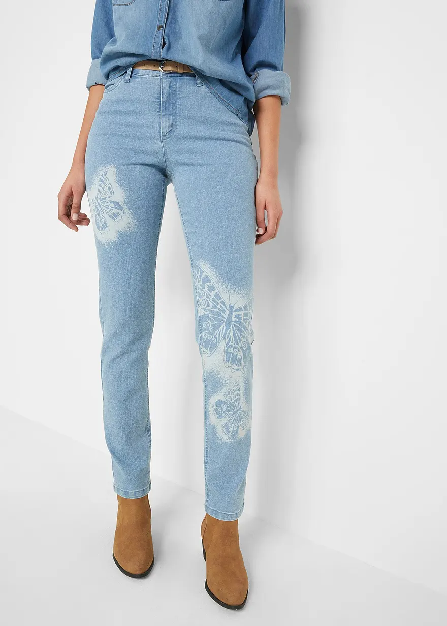 Straight Jeans Mid Waist, Schmetterling