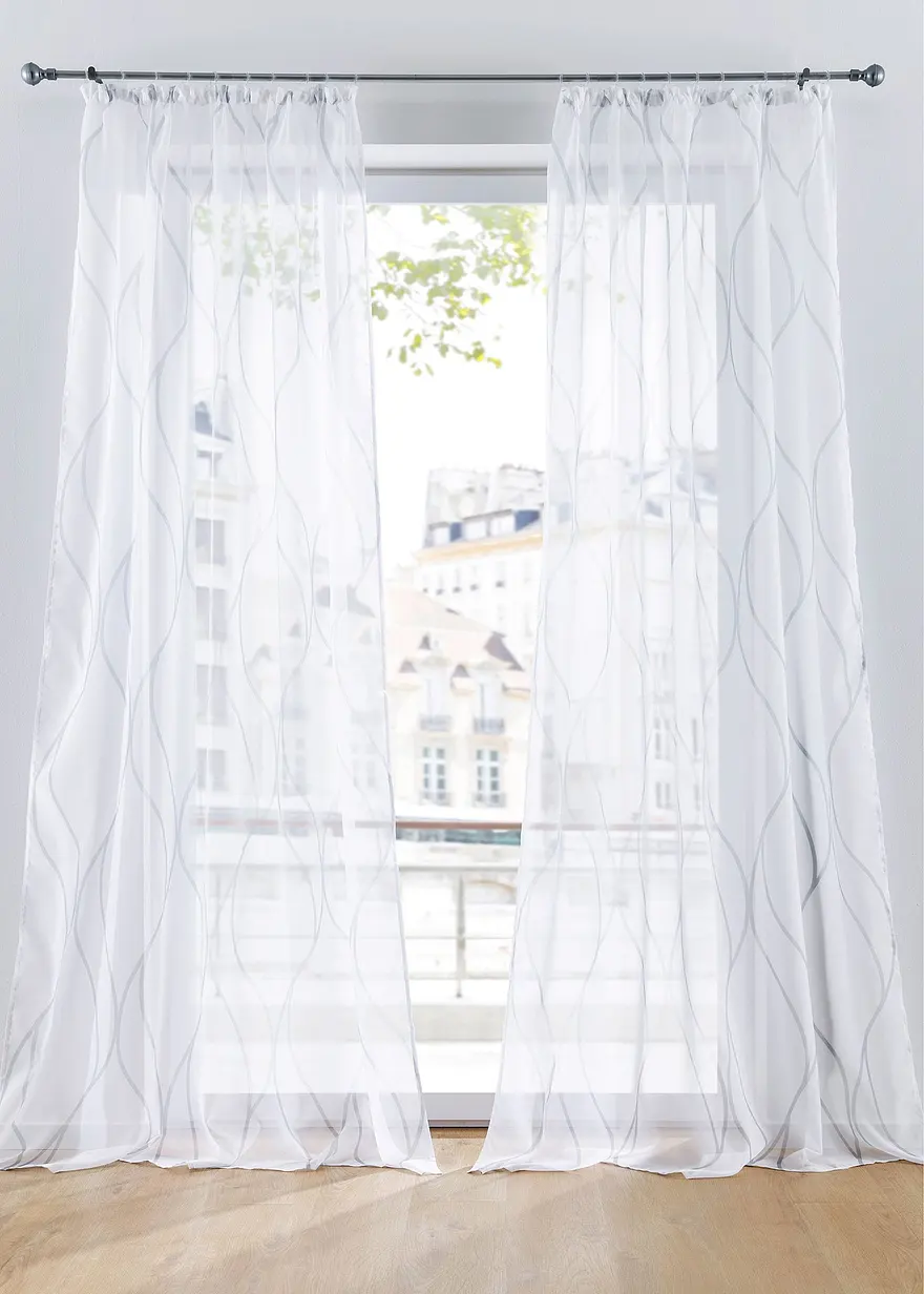 Gardine mit Wellen Druck mit recyceltem Polyester (1er Pack)