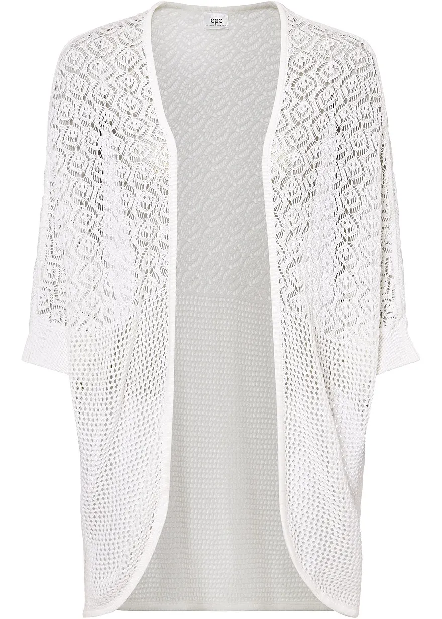 Longstrickjacke mit Lochmuster