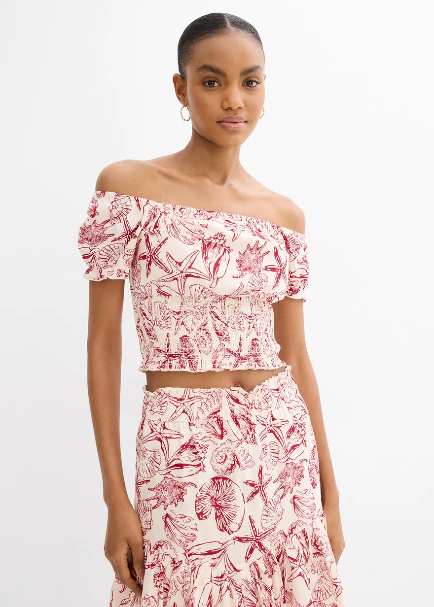 Carmenbluse aus reiner Baumwolle