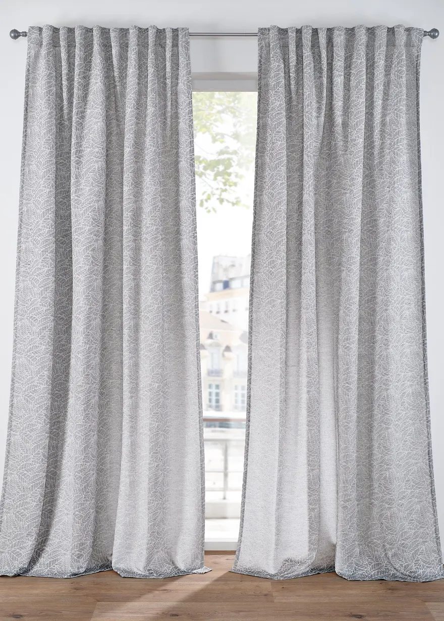 Jacquard Vorhang mit Blattmotiv (1er Pack)