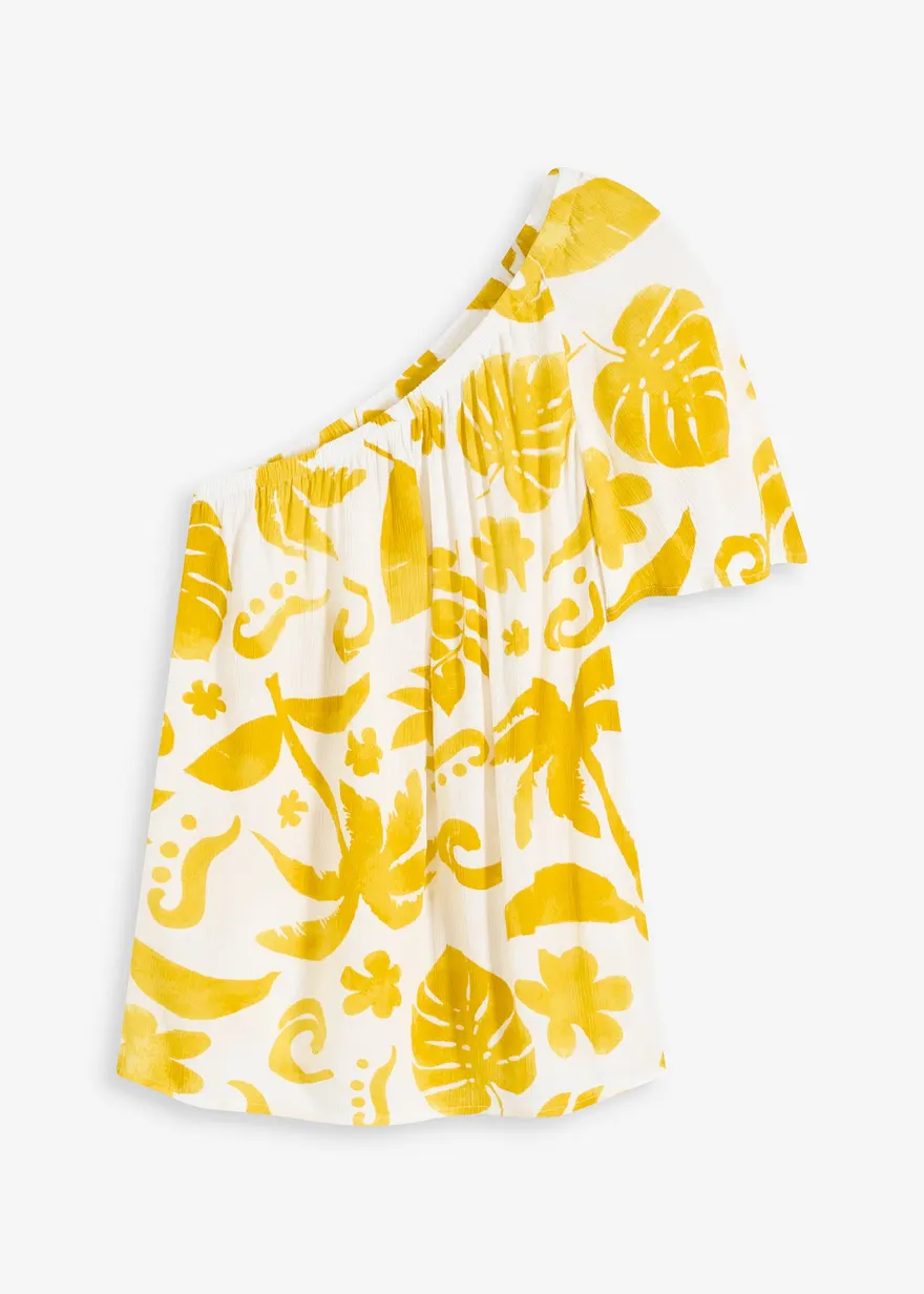 One-Shoulder-Bluse aus strukturierter Viskose