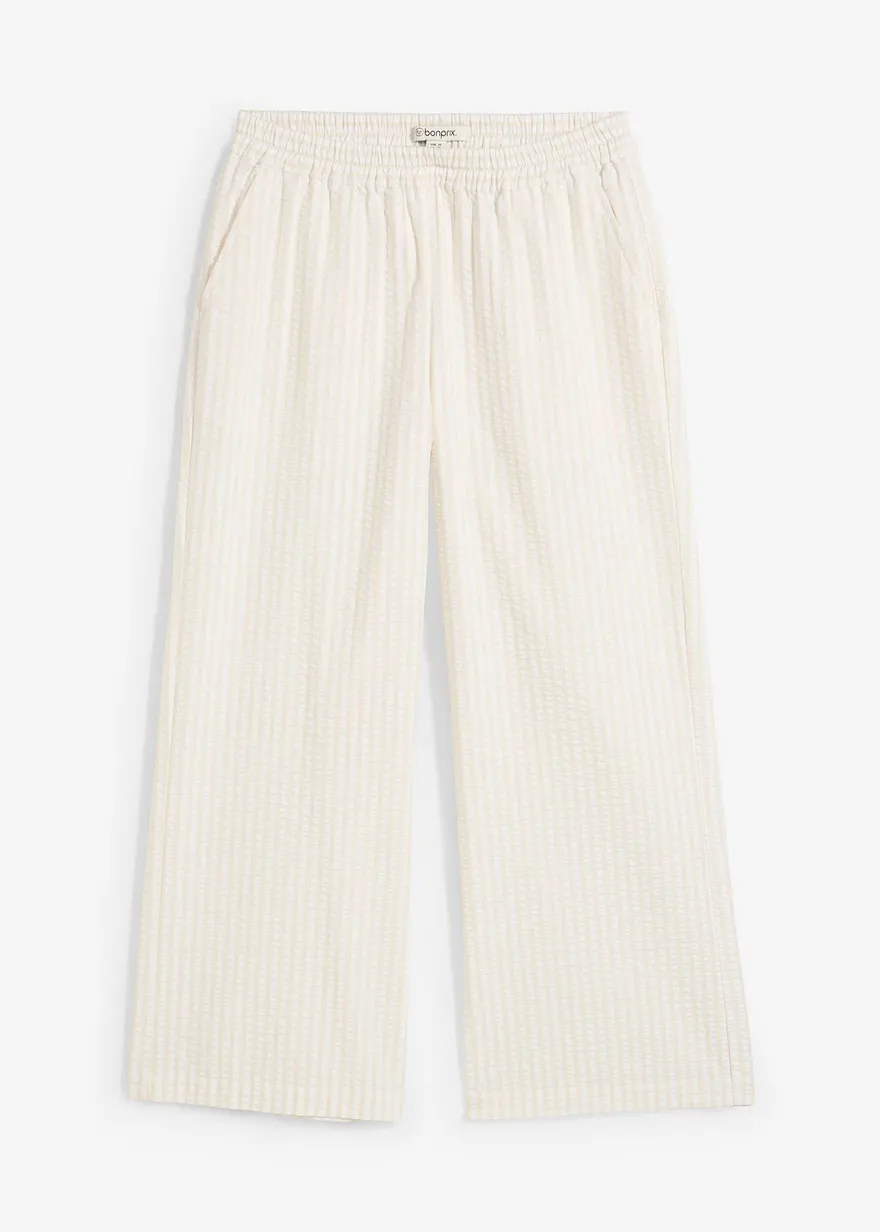 Palazzo-Hose aus Seersucker, 7/8 Länge