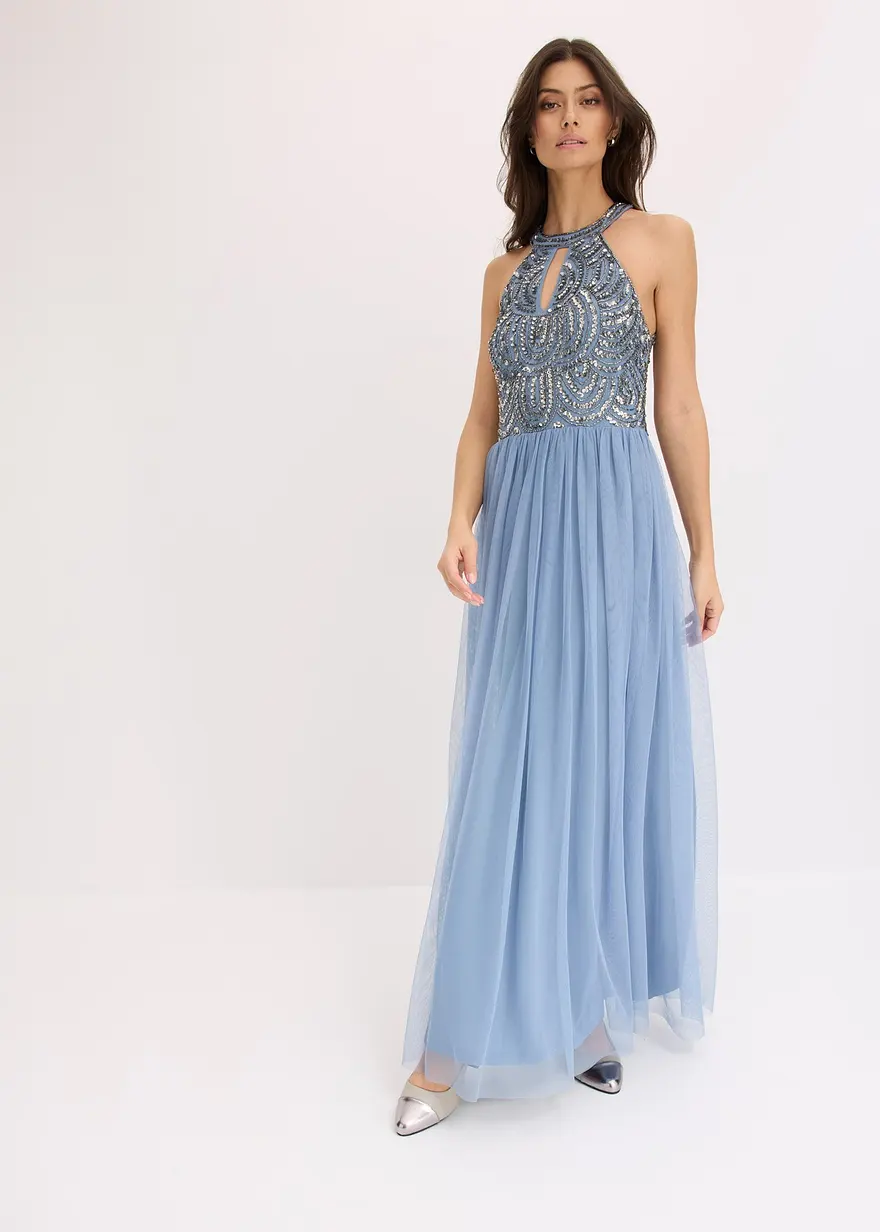 Maxikleid mit Paillettenstickerei