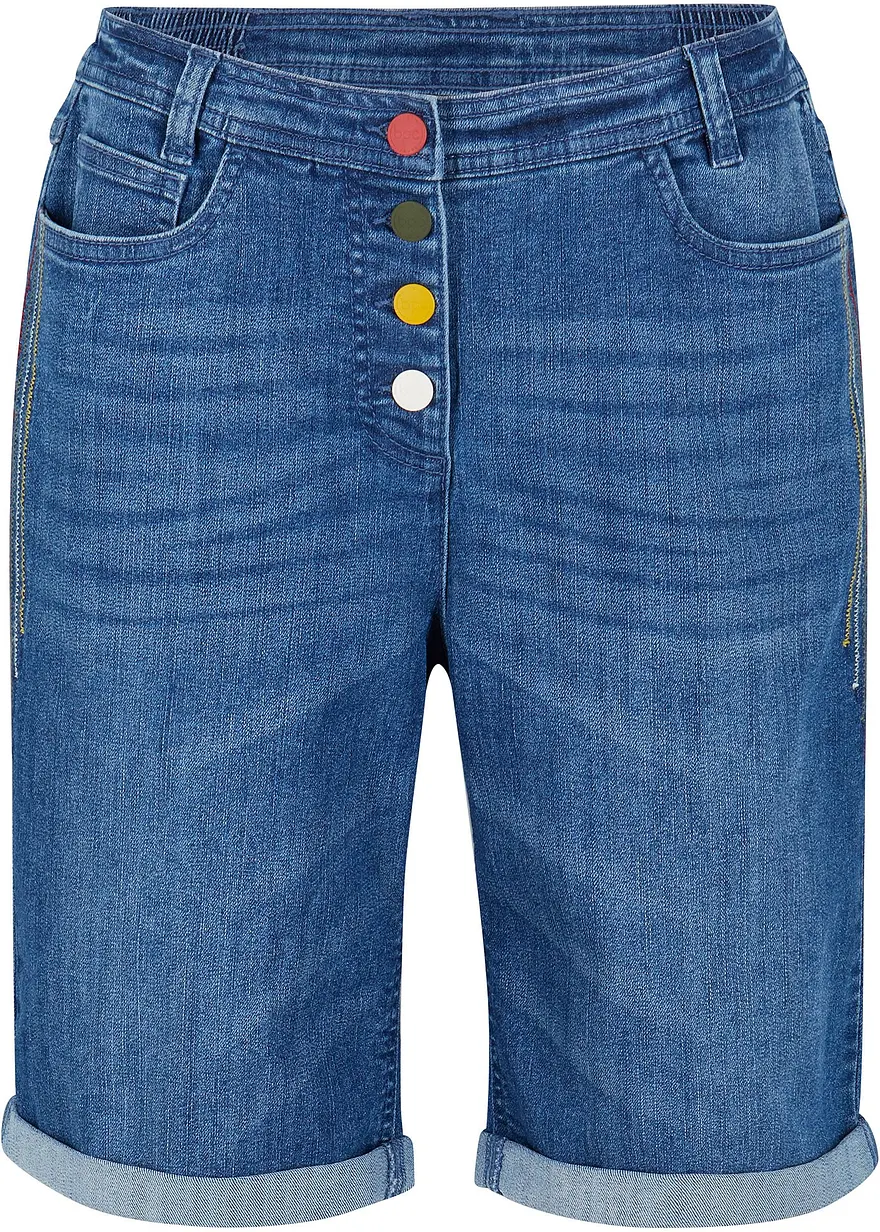 Jeans Bermuda Mid Waist mit Stickerei und Bequembund