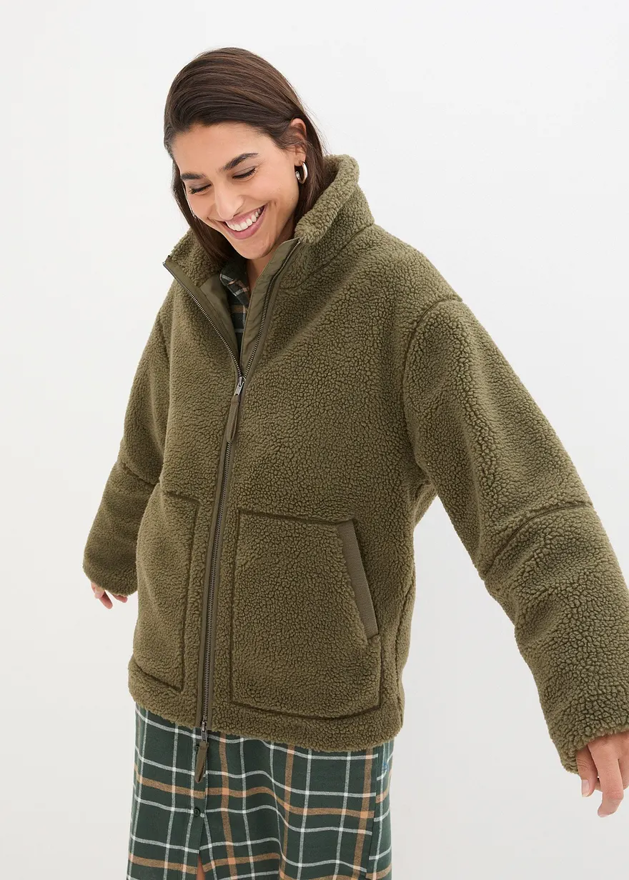 Gefütterte Teddy-Fleece Jacke