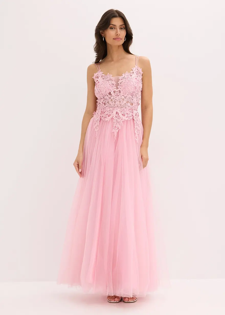 Maxikleid aus zartem Tüll mit Spitze