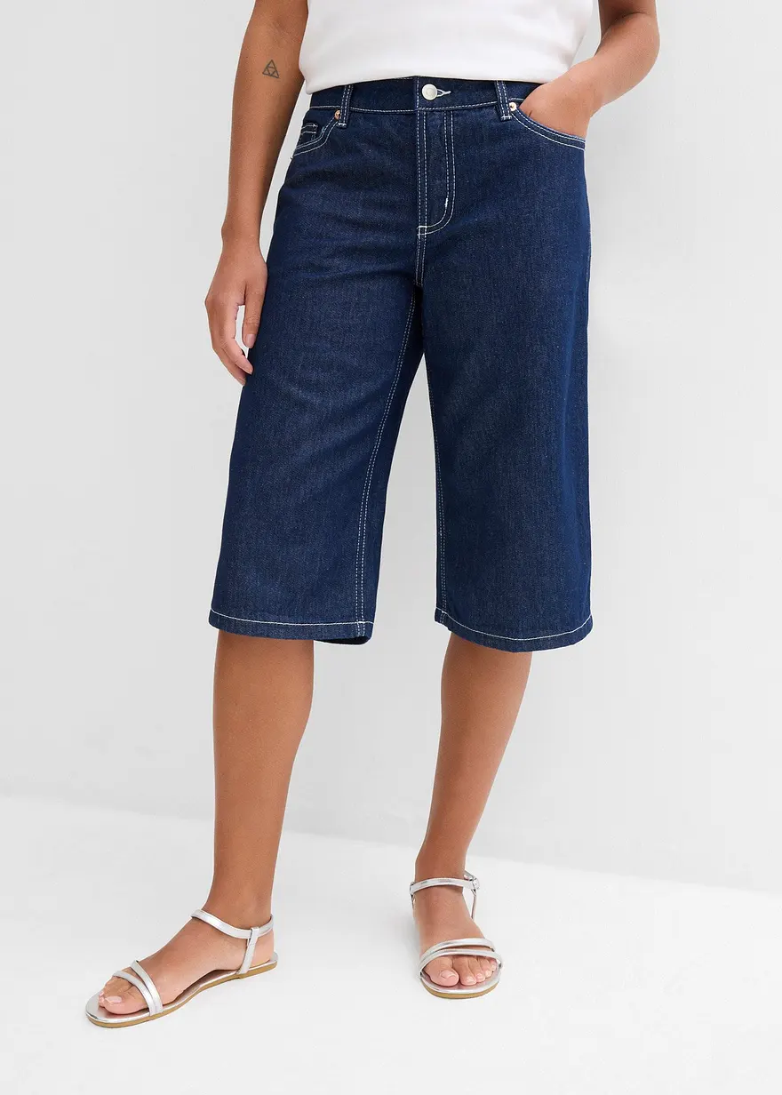 Jeans-Bermuda Mid Waist, Low Stretch