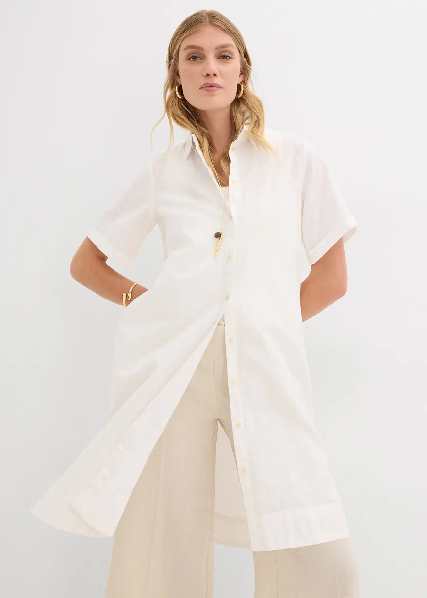 Hemdblusenkleid aus reiner Baumwolle