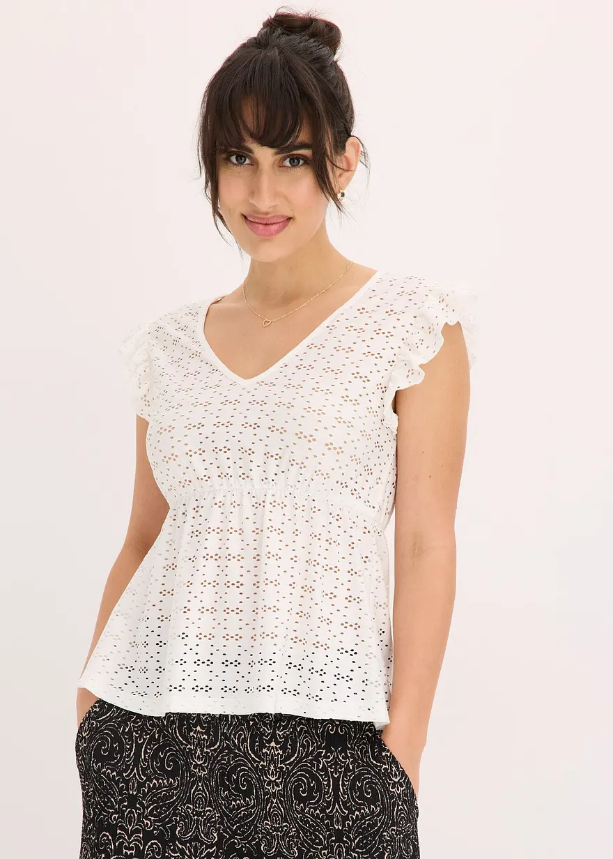 Shirt mit Lochstickerei