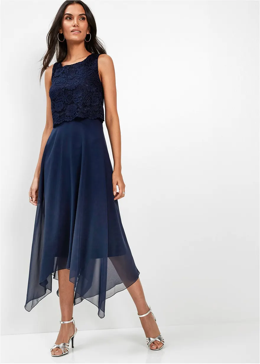 Premium Chiffonkleid mit Spitze