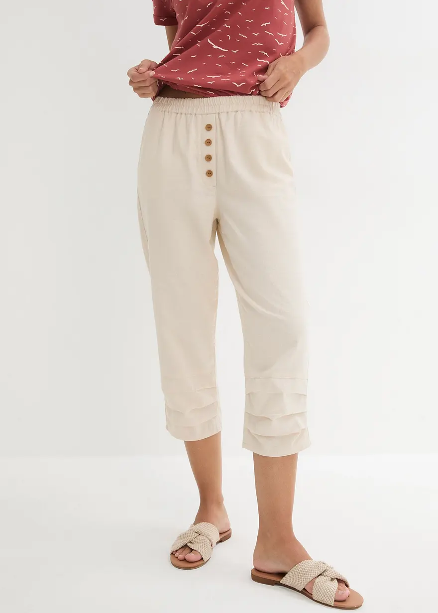 Karottenhose aus Leinen-Baumwollmischung