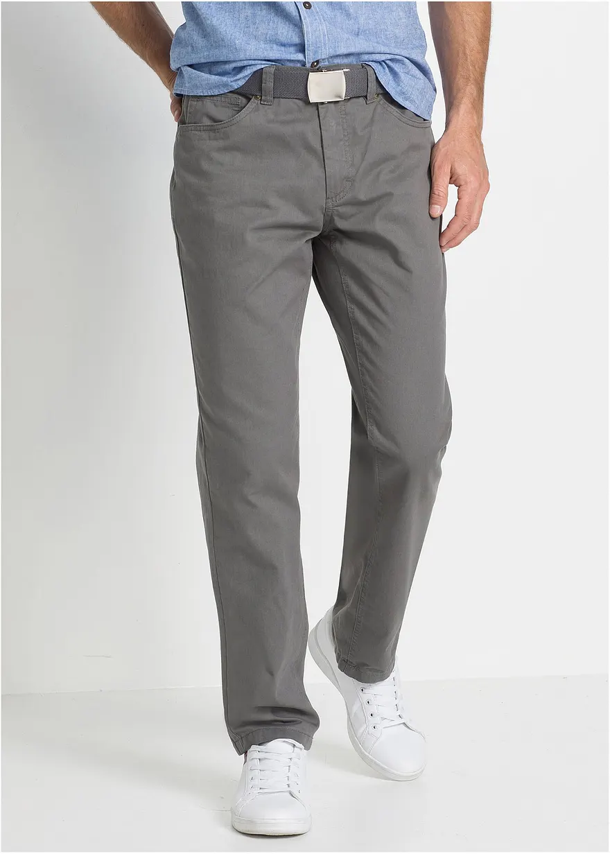Regular Fit Twillhose aus reiner Baumwolle, Straight