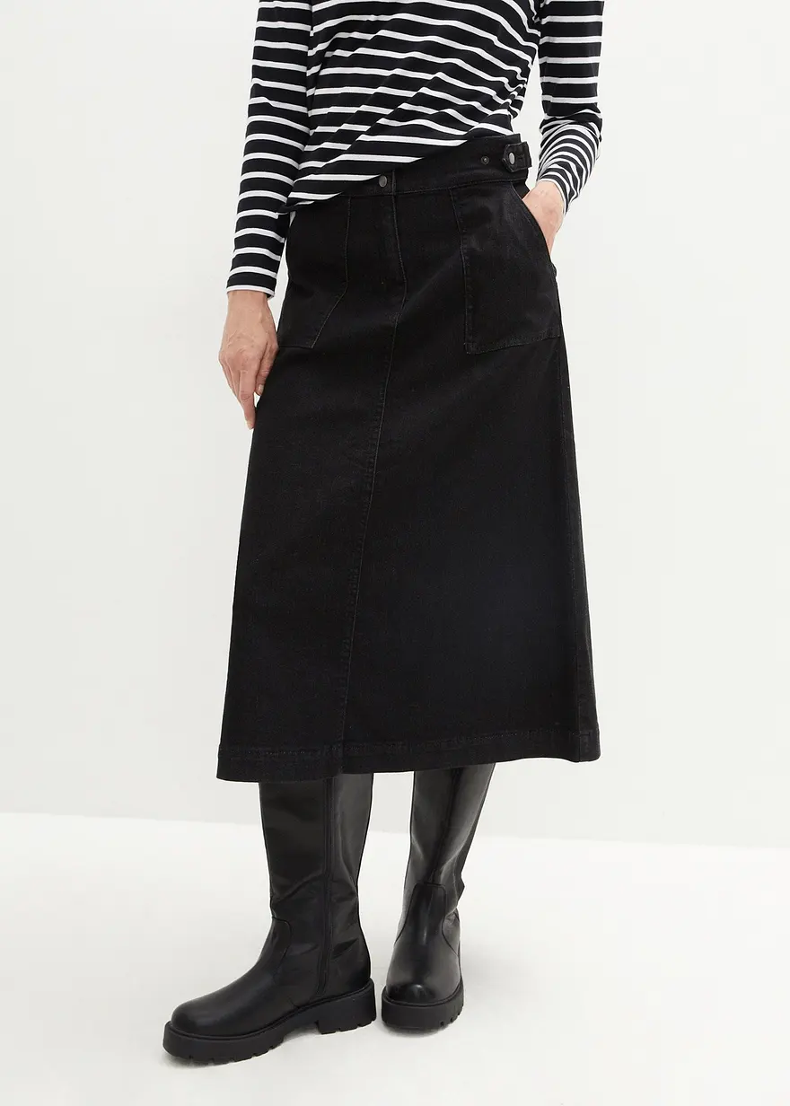 Jeansrock mit aufgesetzten Taschen, A-Linie