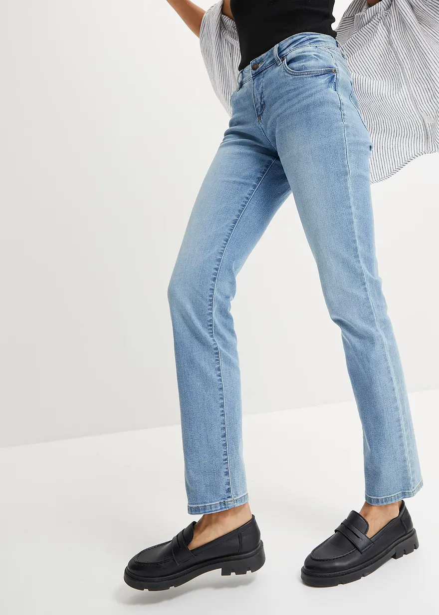 Straight Jeans Mid Waist, Stretch