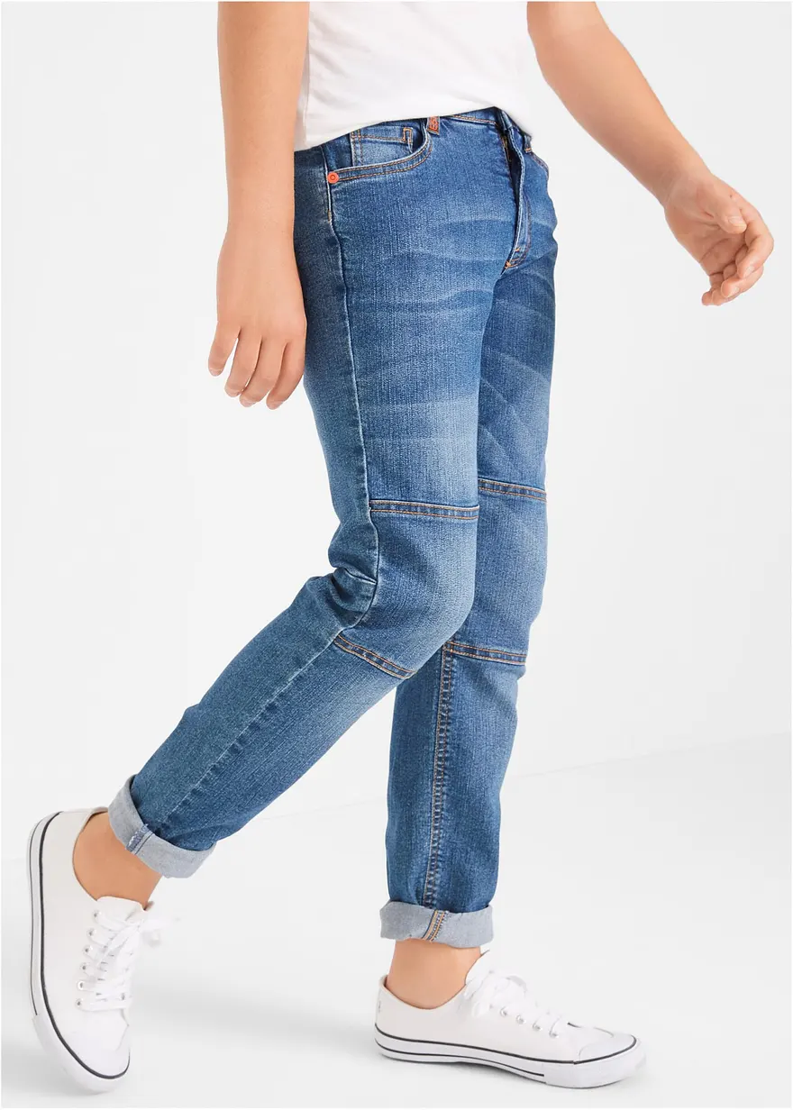 Regular Fit Stretch-Jeans mit verstärkter Kniepartie, Straight